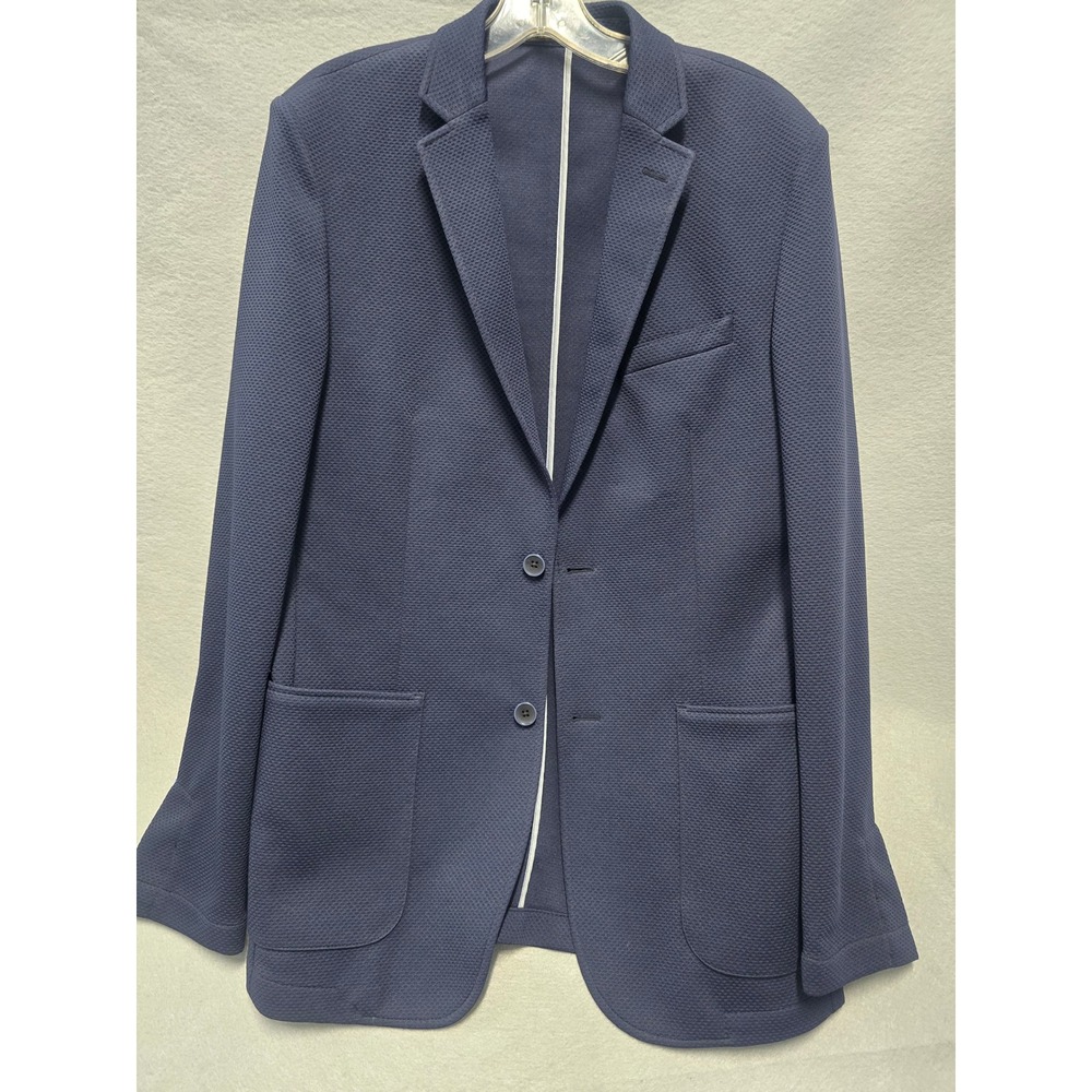Vince Camuto Mens Navy Blue Waffle Knit Blazer Jacket Unstructured Size Tall